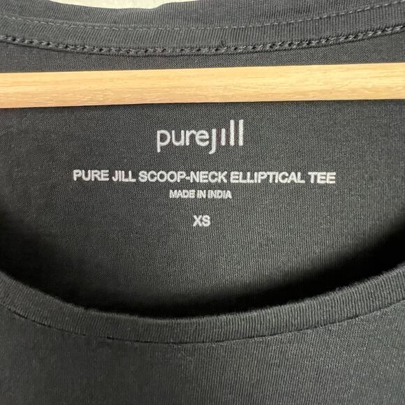 J. Jill Pure Jill XS Scoop-Neck Elliptical Tee Black Short Sleeves Pima Cotton - Picture 3 of 6